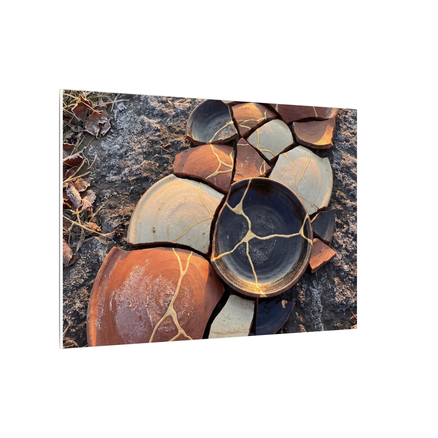 Winter Broken Pottery Gold Vein Canvas Art | Beautiful Decor