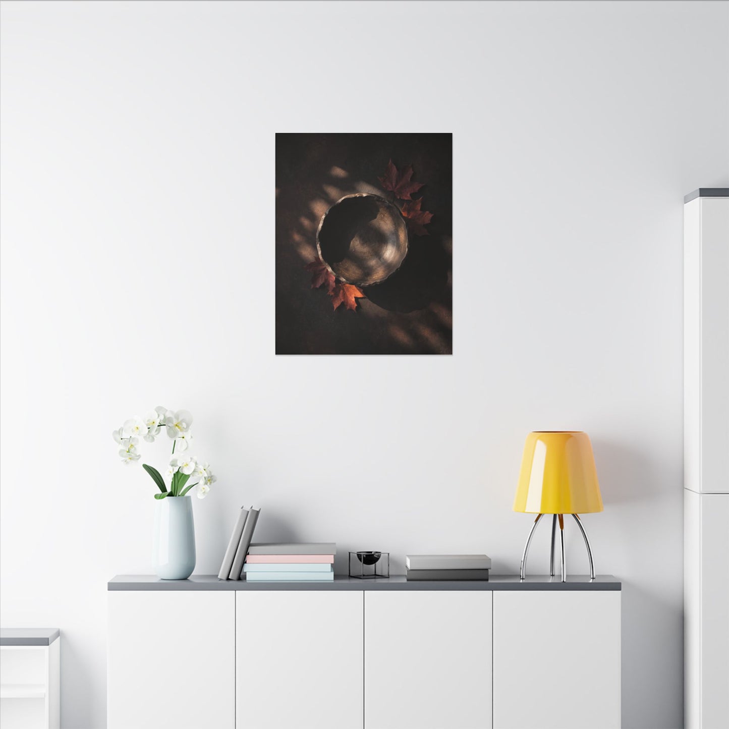 Ceramic Bowl Canvas Art | Autumn Dark Japandi Dark Texture Art