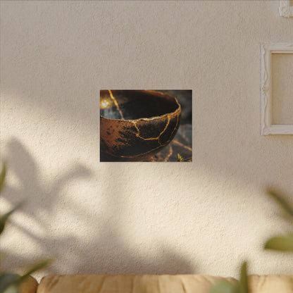 Kintsugi Ceramic Bowl in Golden Hour | Gold Vein Canvas Art