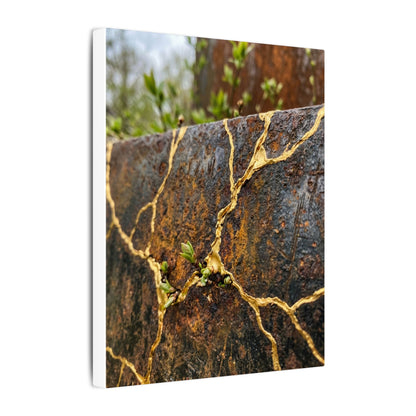 Mono No Aware Rust Patina Canvas Art - Kintsugi Gold Repair