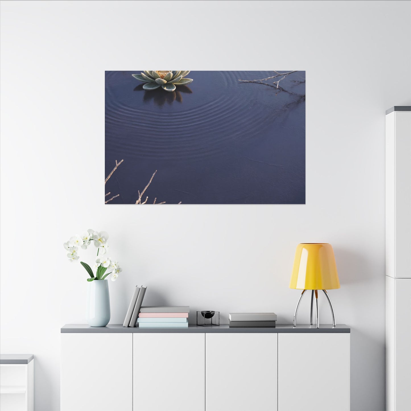 Lotus Flower Canvas Art | Winter Zen Karesansui Art