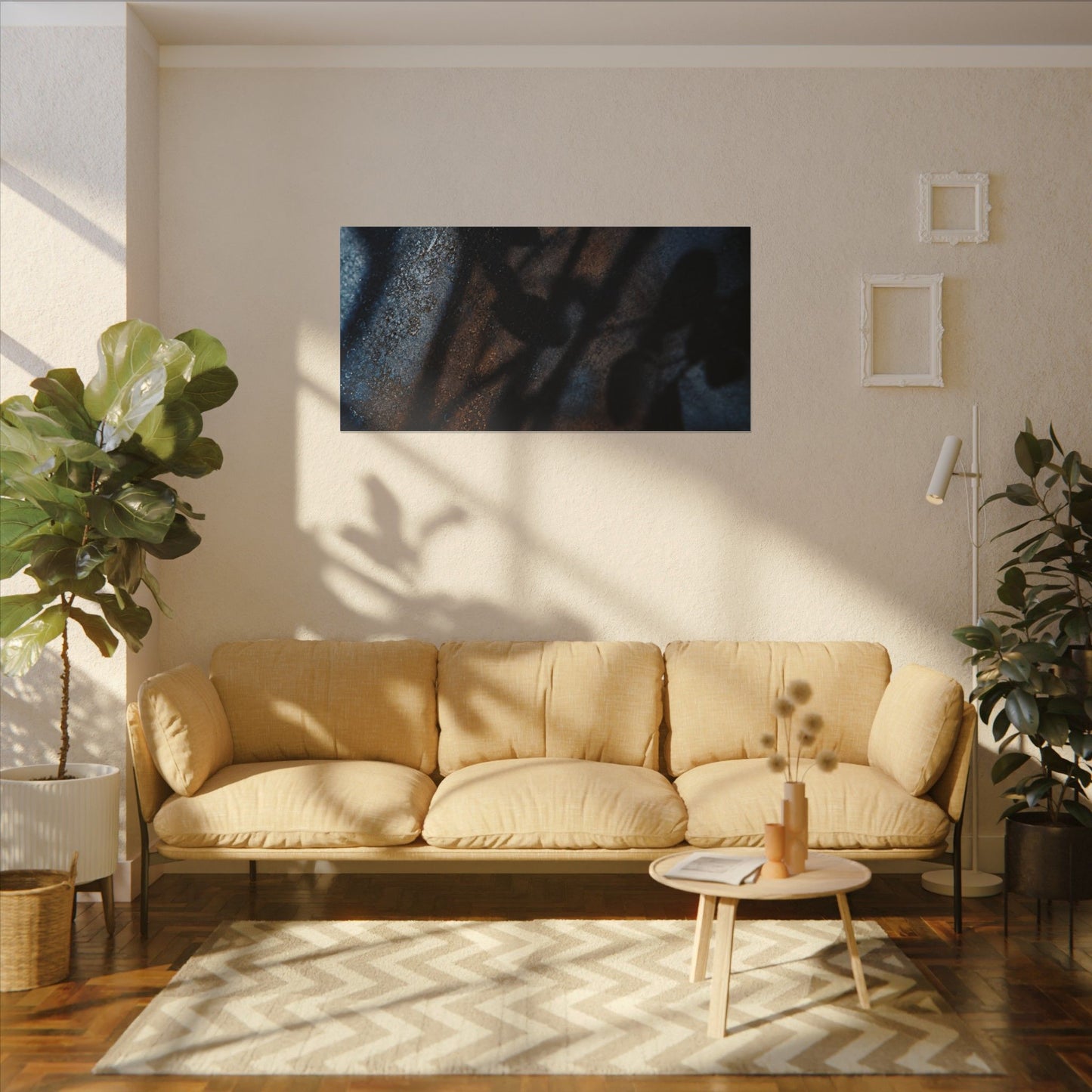 Moonlight Shadow Play Canvas Art - Dark Japandi Ma