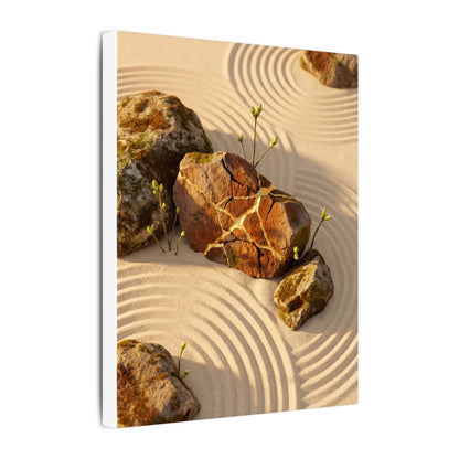 Kanso Rock Garden Canvas Art - Kintsugi Crackle Gold