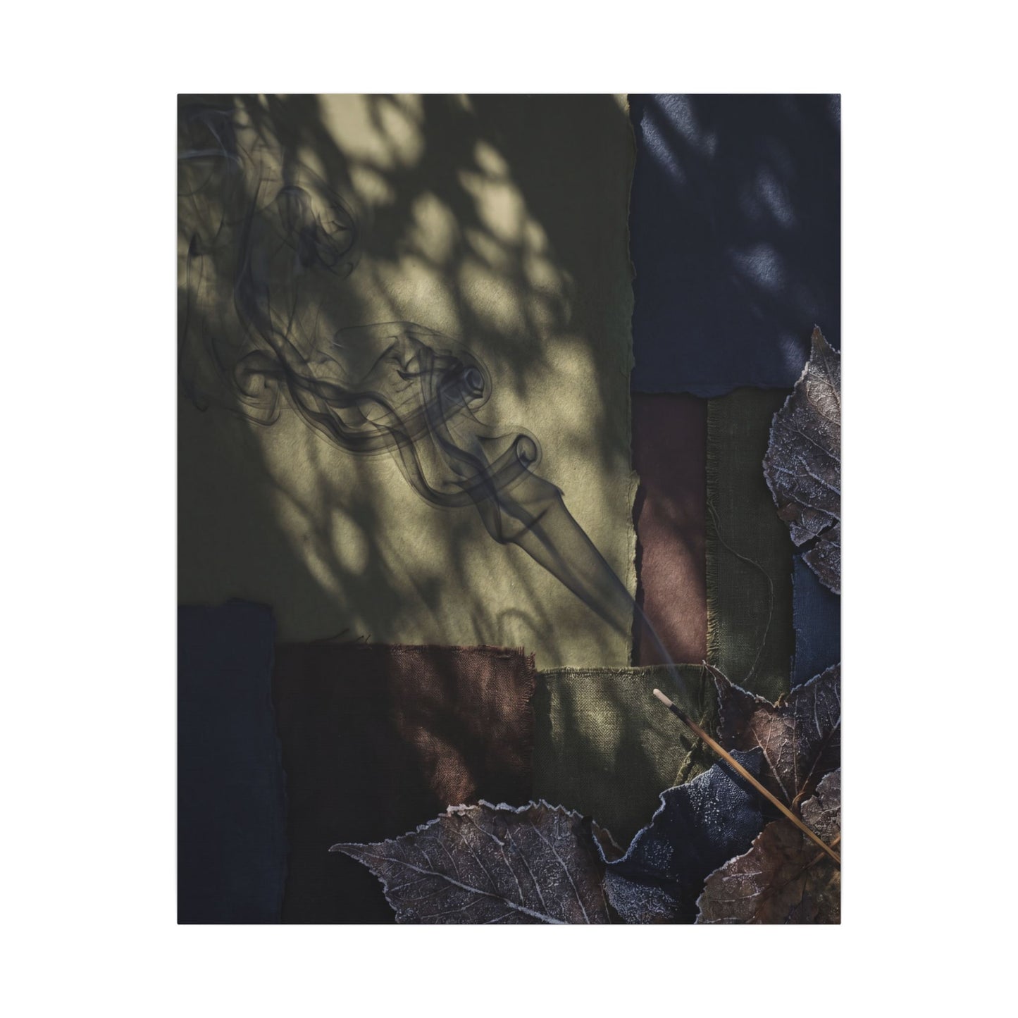 Ma Incense Smoke Canvas Art - Dark Japandi Dark Texture