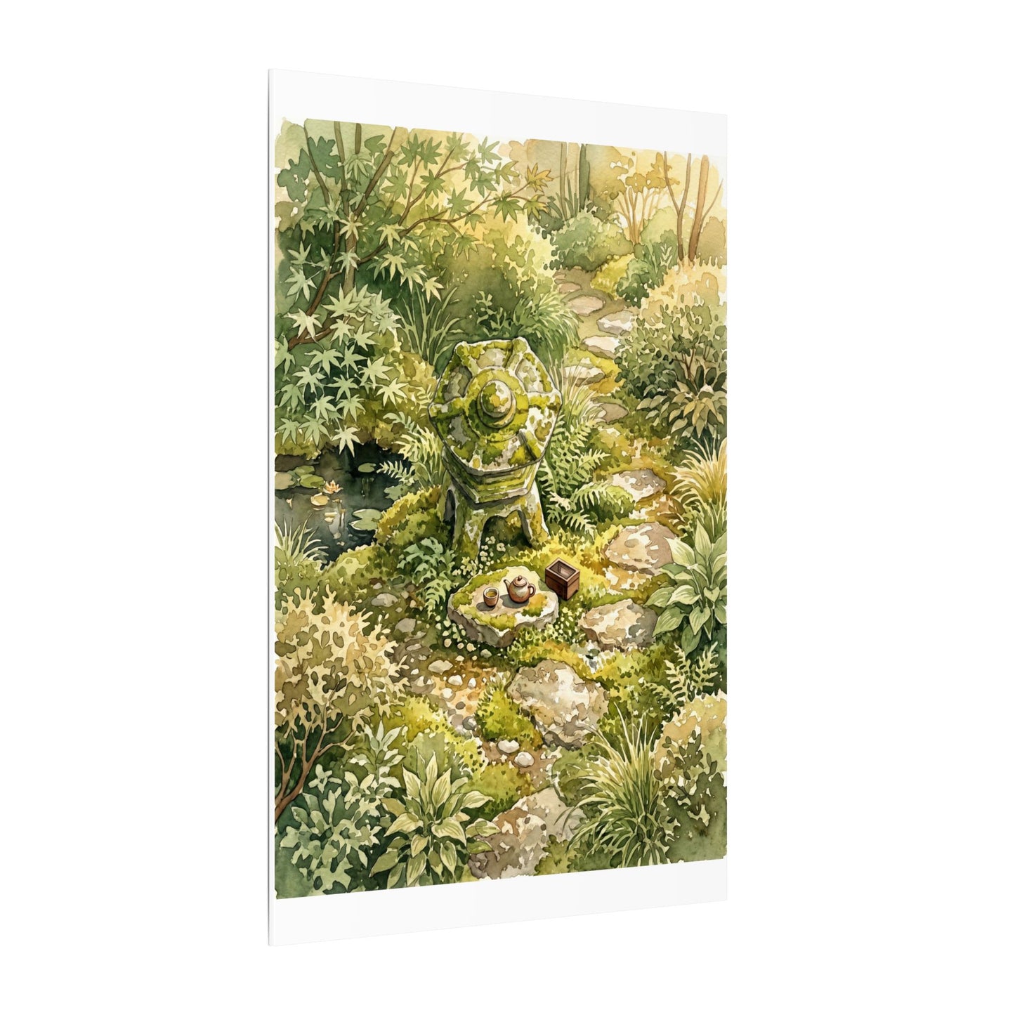 Datsuzoku Stone Lantern Canvas Art - Japandi Watercolor