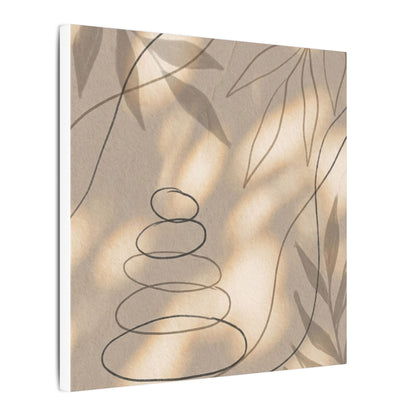 River Stones Minimal Line Canvas Art | Earthy Japandi Art