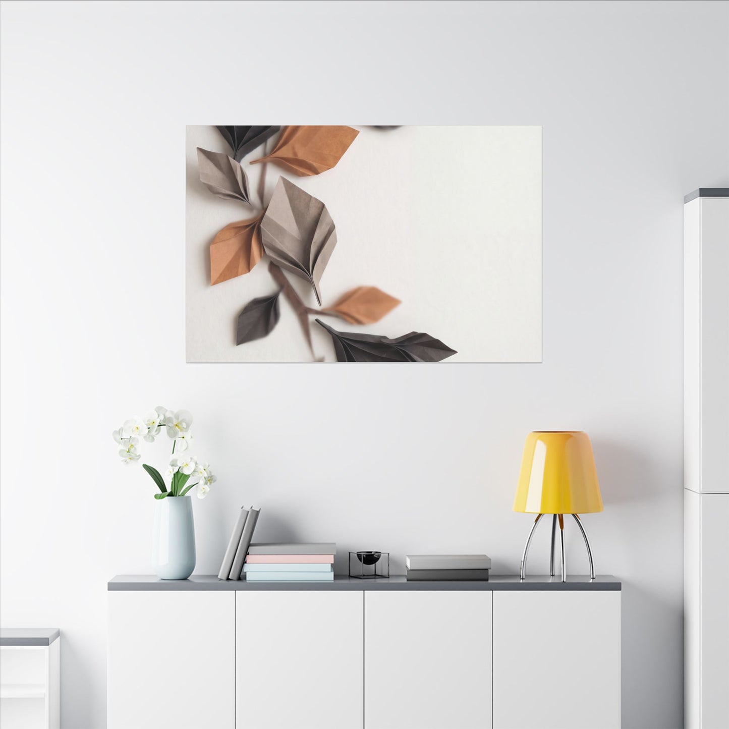 Paper Fold Autumn Canvas Art | Japandi Earthy Design