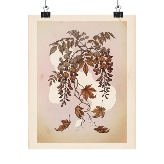 Cottagecore Wisteria in Dawn | Vintage Botanical Wall Art Print