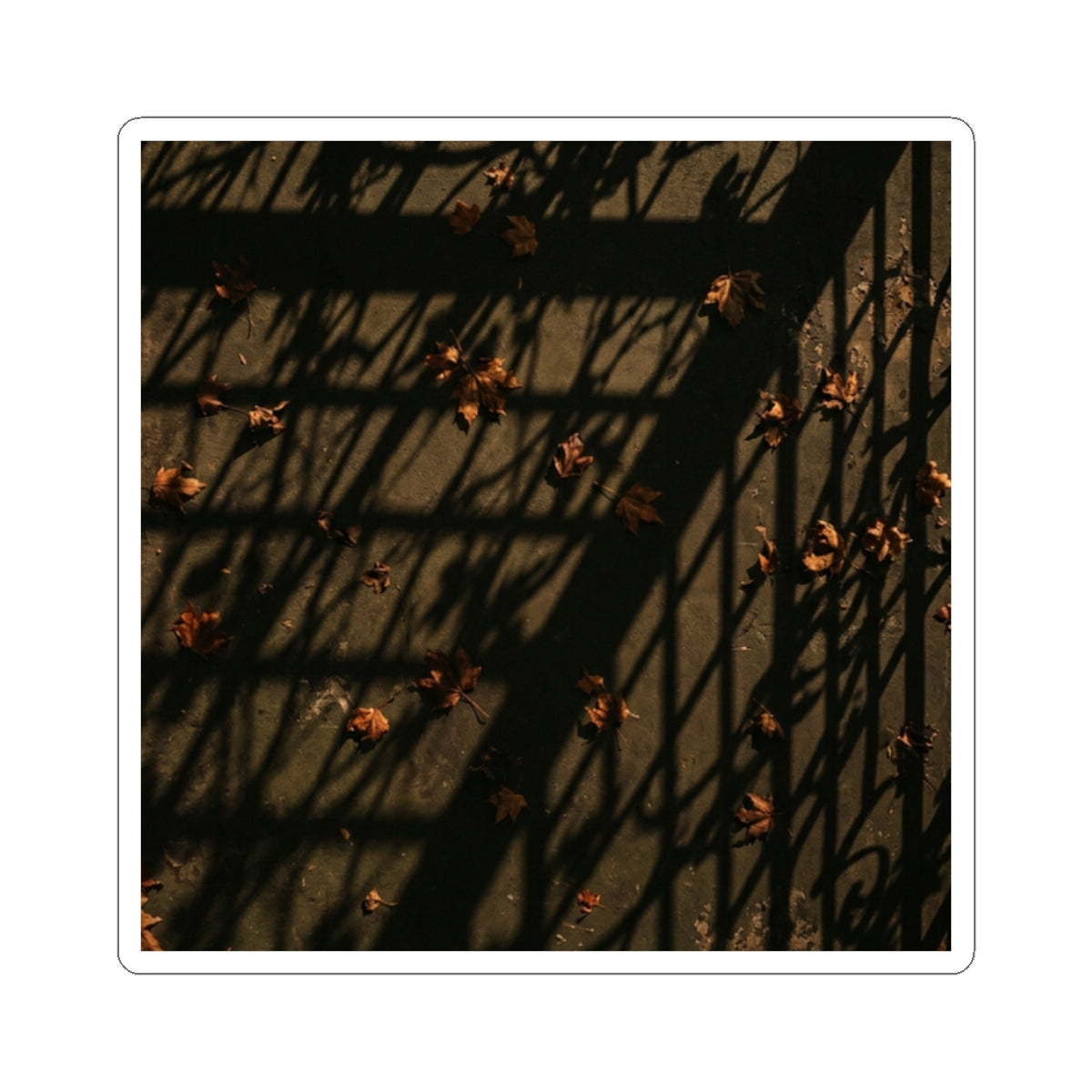 Golden Hour Shadow Play Sticker - Dark Japandi Kanso Art Print
