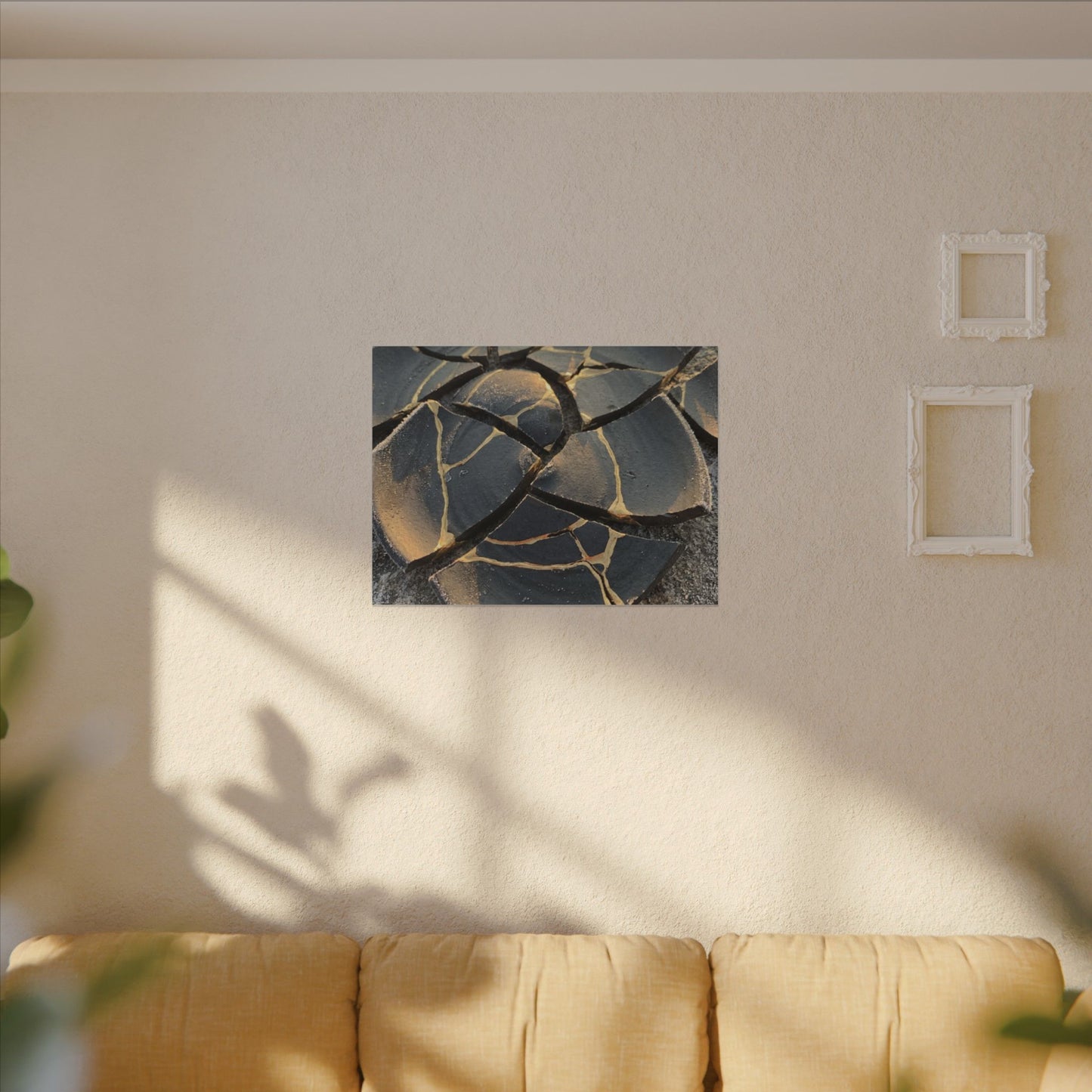 Broken Pottery Winter Canvas Art | Kintsugi Resilient Design
