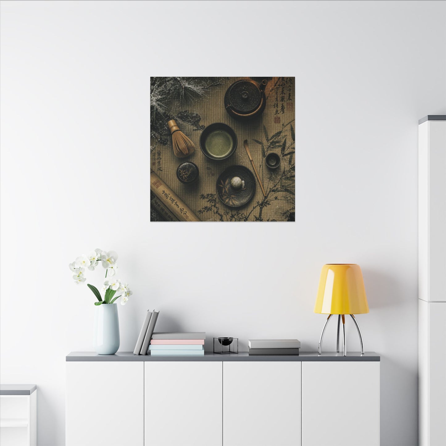 Tea Ceremony Canvas Art | Winter Zen Ukiyo E Inspired Art