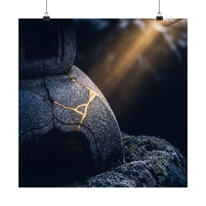 Moonlit Garden Winter Wall Art Print | Kintsugi Artful Design