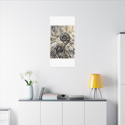 Japandi Fern Unfurling in Golden Hour | Watercolor Canvas Art