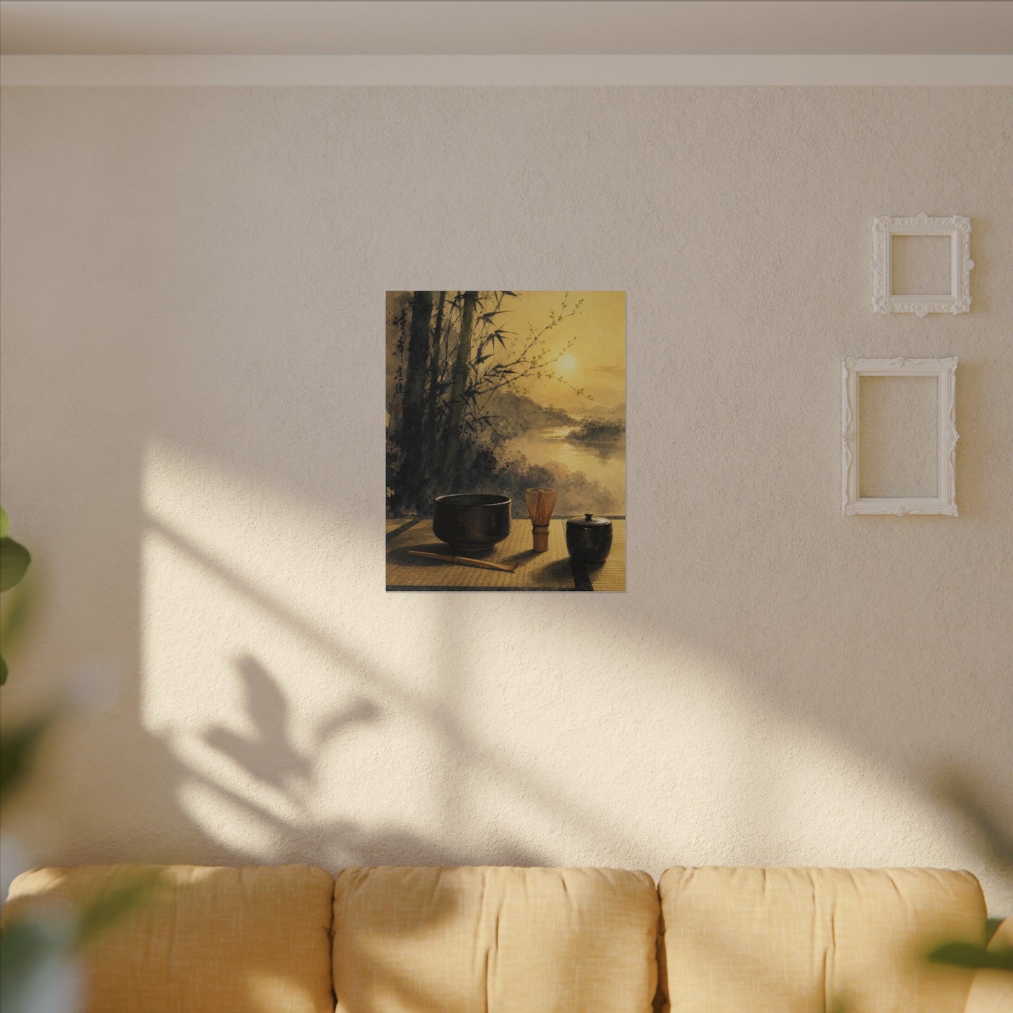 Tea Ceremony Sumi E Canvas Art | Contemplative Zen Art