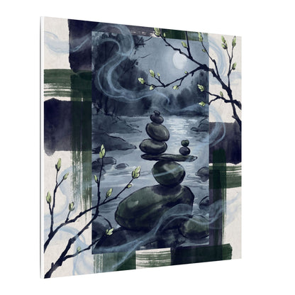 Moonlight River Stones Canvas Art - Zen Shibui