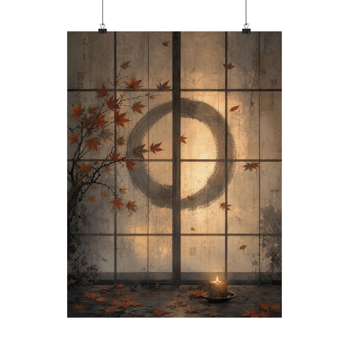 Shoji Screen Wall Art Print | Autumn Japandi Texture Art