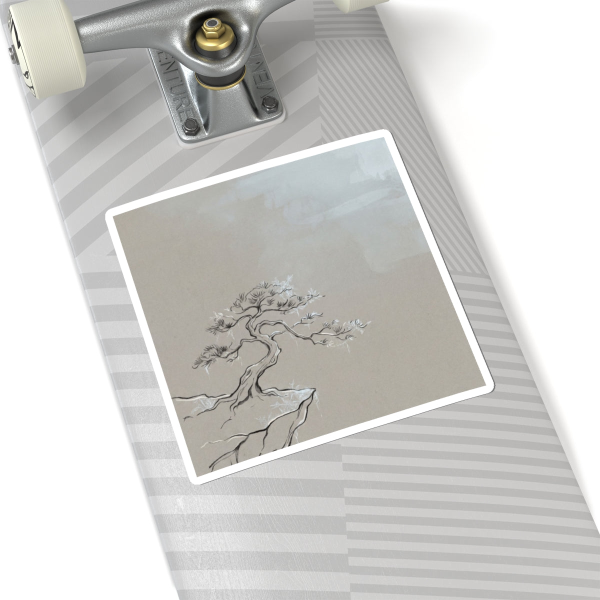 Pine Tree Minimal Line Sticker | Elegant Japandi Art Art Print