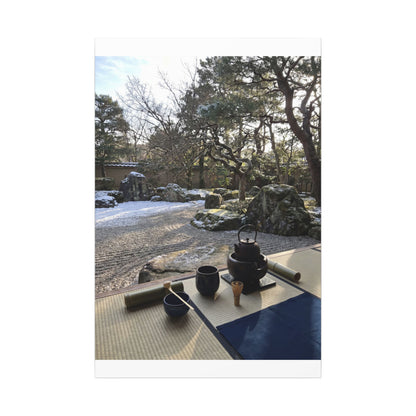 Winter Tea Ceremony Karesansui Canvas Art | Serene Decor