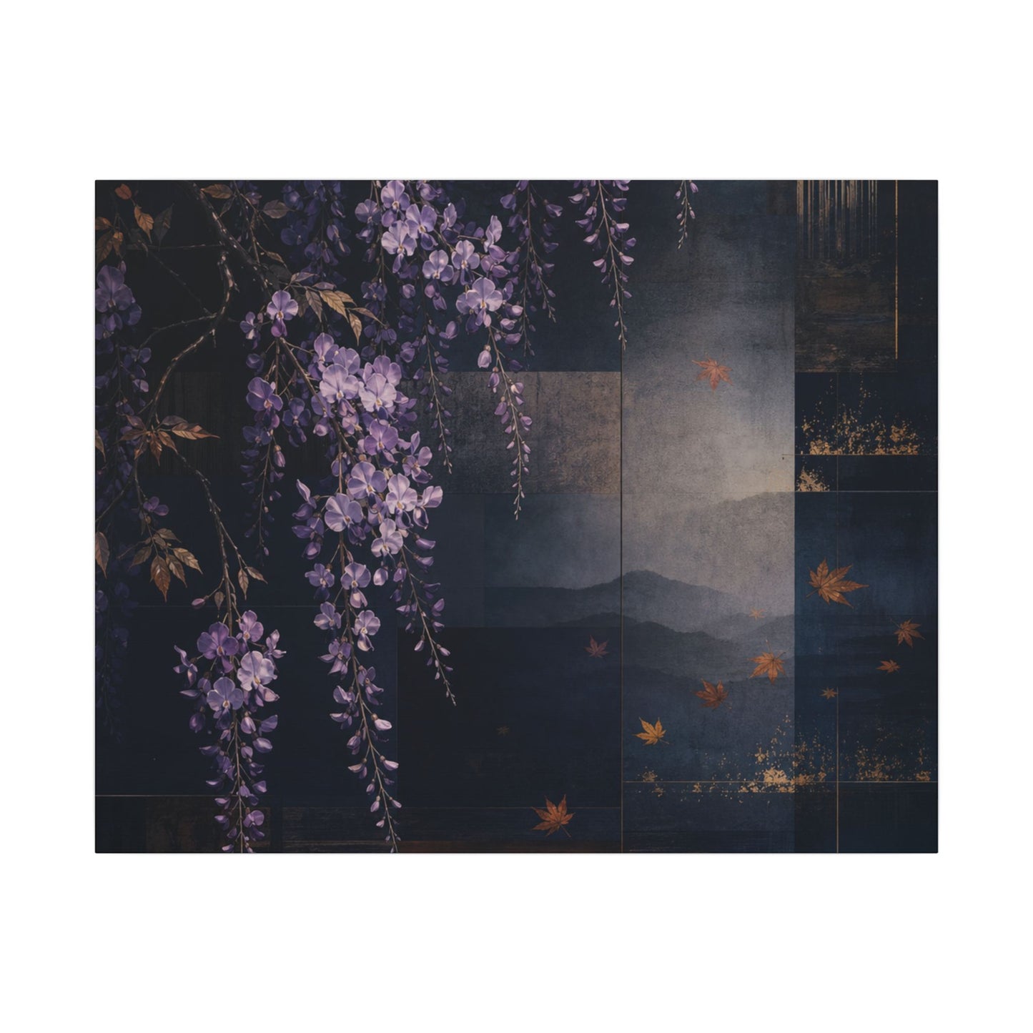 Dawn Wisteria Canvas Art - Dark Japandi Fukinsei