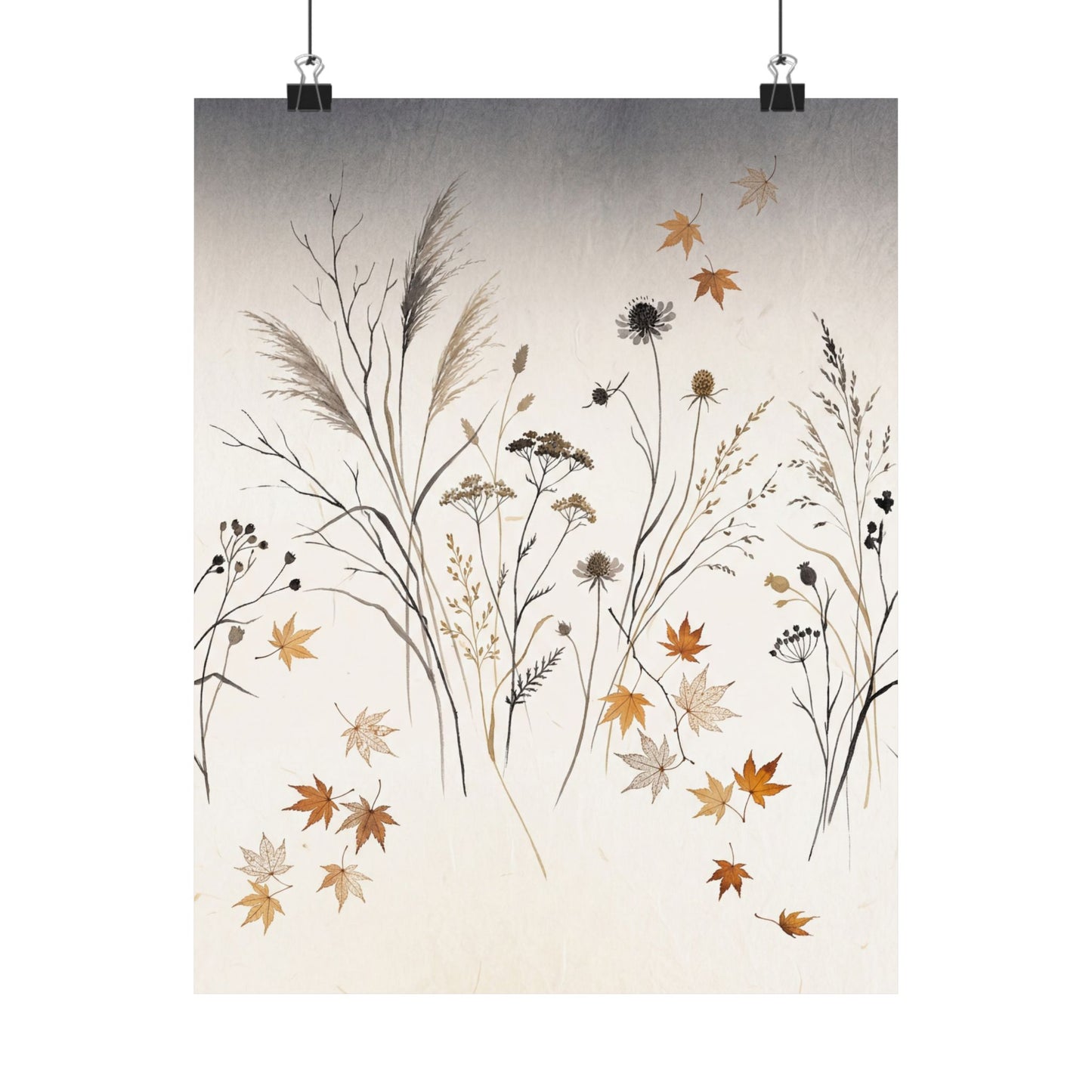 Dried Flowers Wall Art Print | Autumn Japandi Japanese Pattern Art Art Print