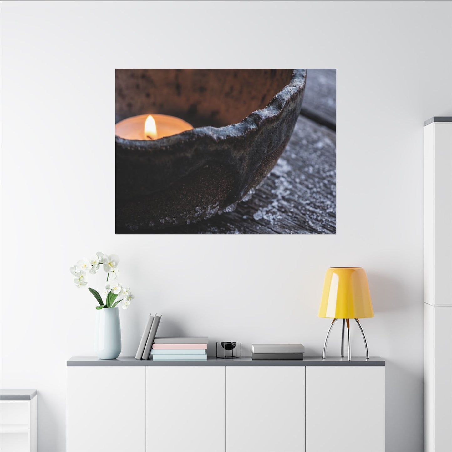Atmospheric Ceramic Bowl Canvas Art - Moody Minimal Dark Japandi