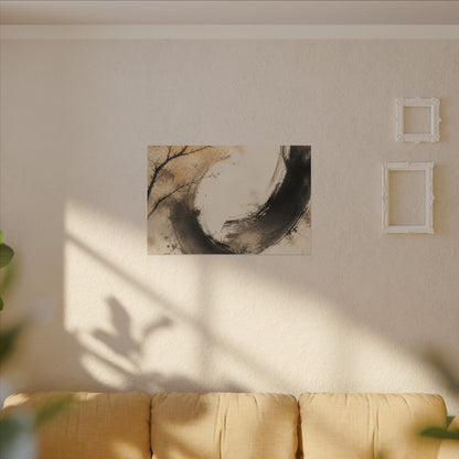 Japandi Ink Brushstroke in Golden Hour | Watercolor Canvas Art