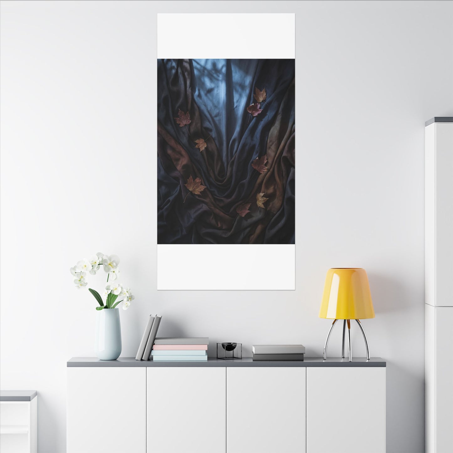 Silk Drape Canvas Art | Autumn Dark Japandi Moody Minimal Art