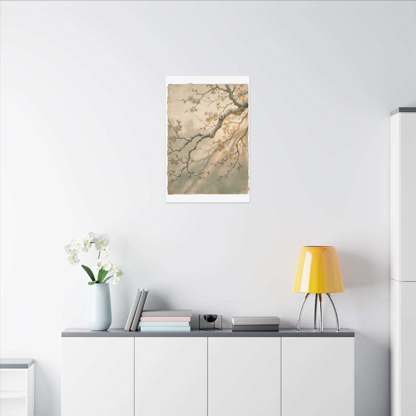 Cherry Blossom Canvas Art | Winter Japandi Japanese Pattern Art