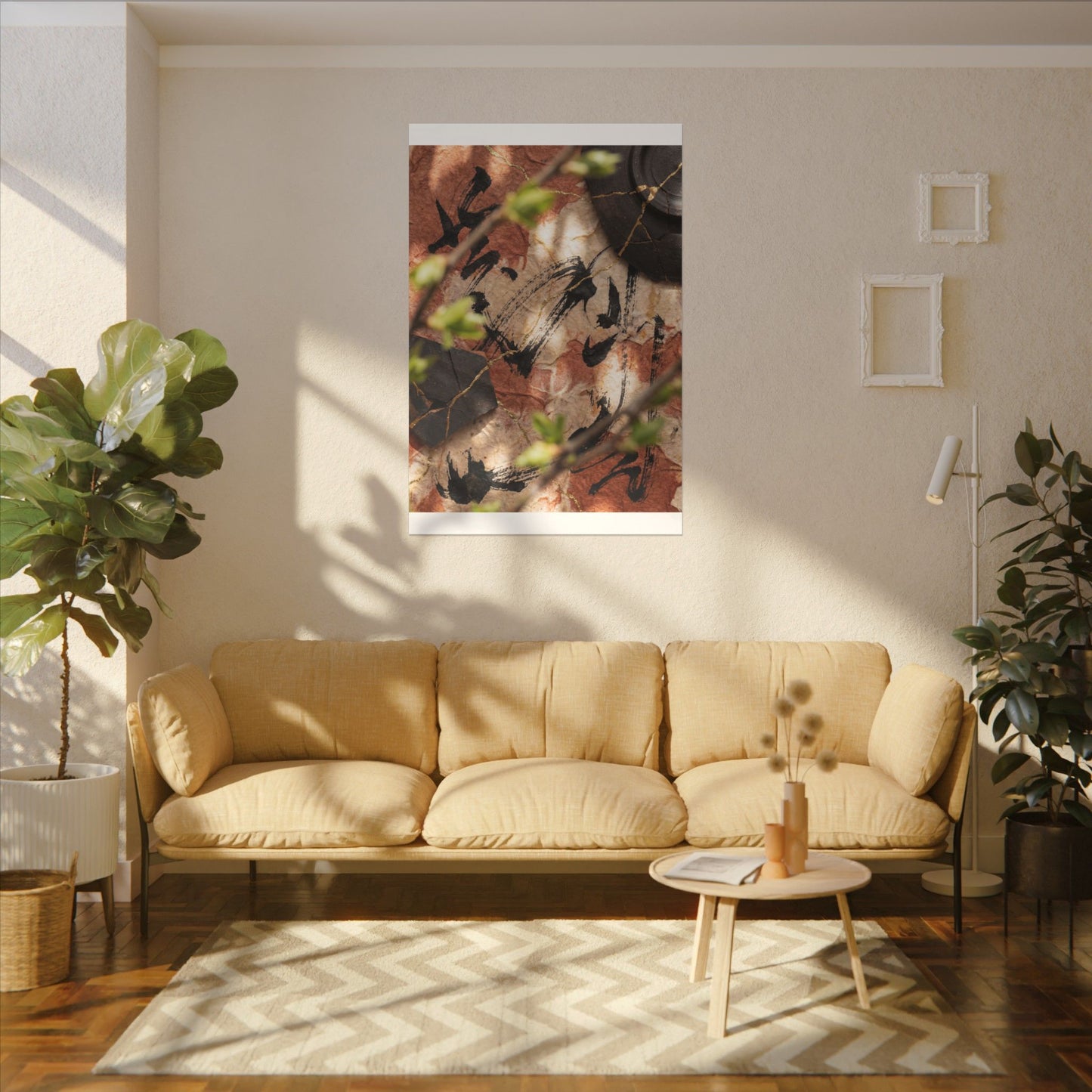 Datsuzoku Ink Brushstroke Canvas Art - Kintsugi Gold Repair