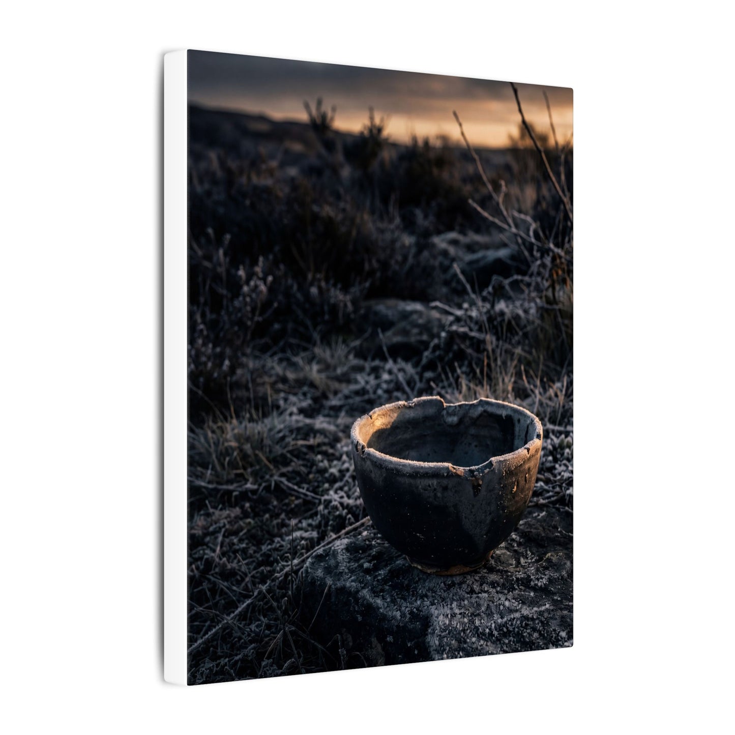 Kanso Ceramic Bowl Canvas Art - Dark Japandi Dark Texture