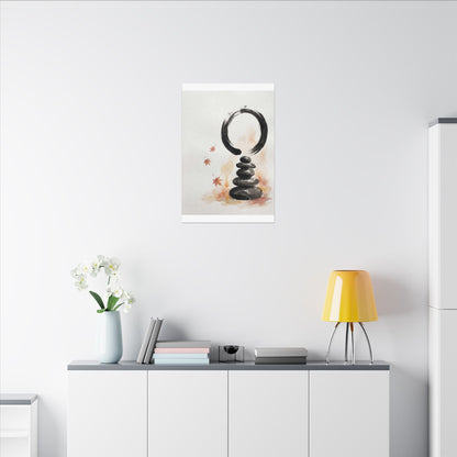 River Stones Canvas Art | Autumn Zen Enso Art
