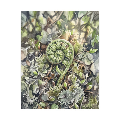 Fern Unfurling Spring Canvas Art | Japandi Neutral Design
