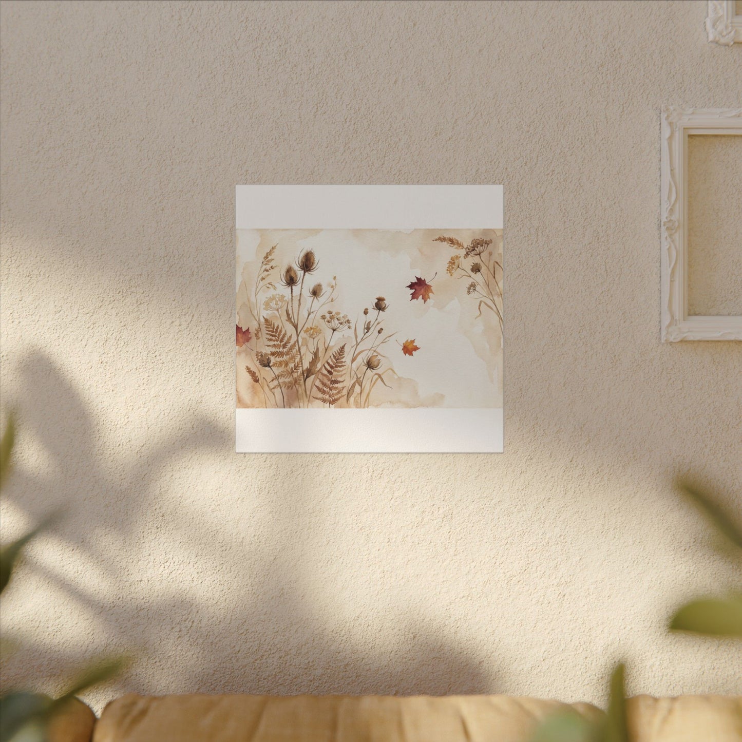 Dried Flowers Canvas Art | Autumn Japandi Watercolor Art