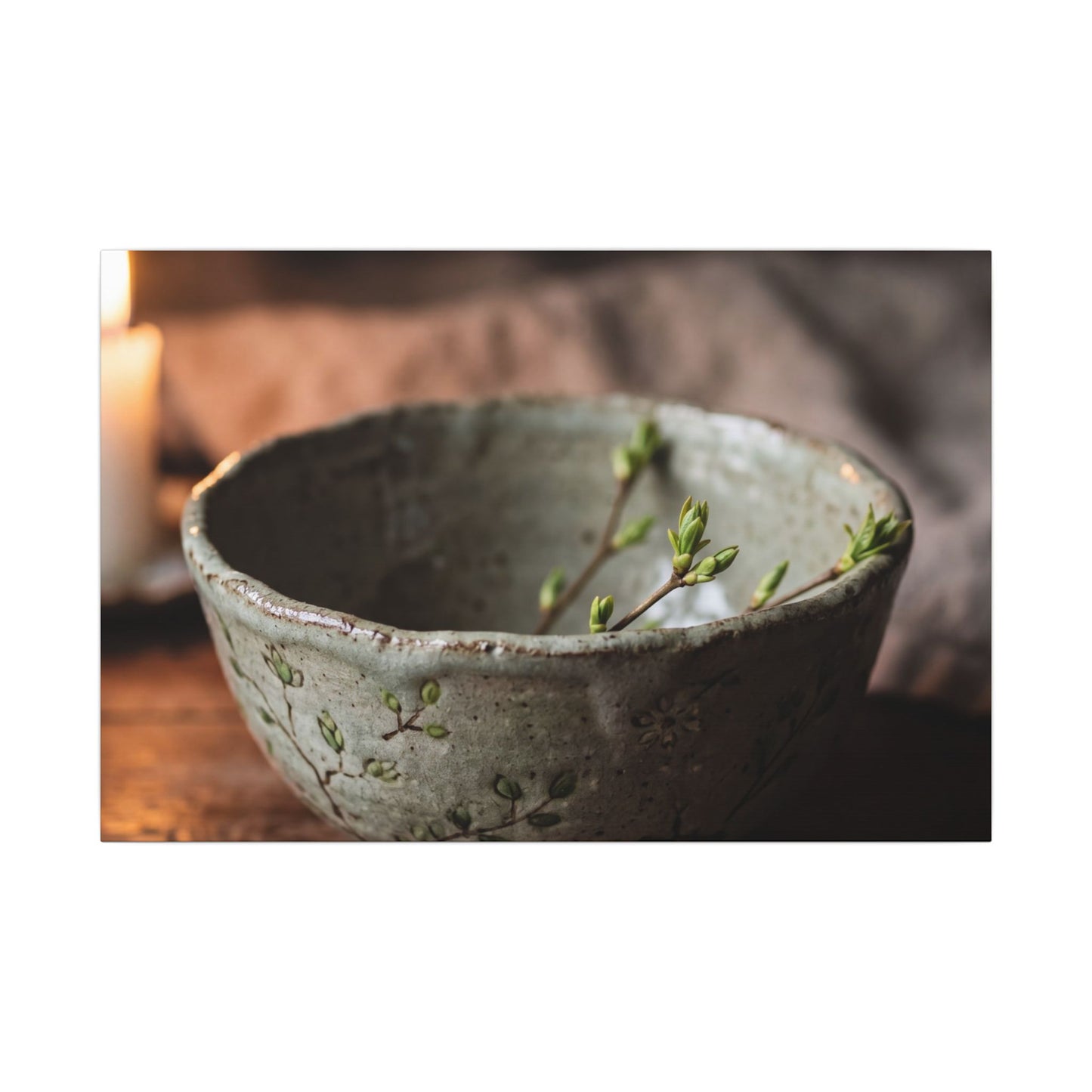 Ceramic Bowl Spring Canvas Art | Japandi Neutral Design