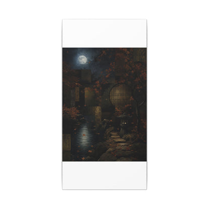 Moonlight Moonlit Garden Canvas Art - Dark Japandi Shibui