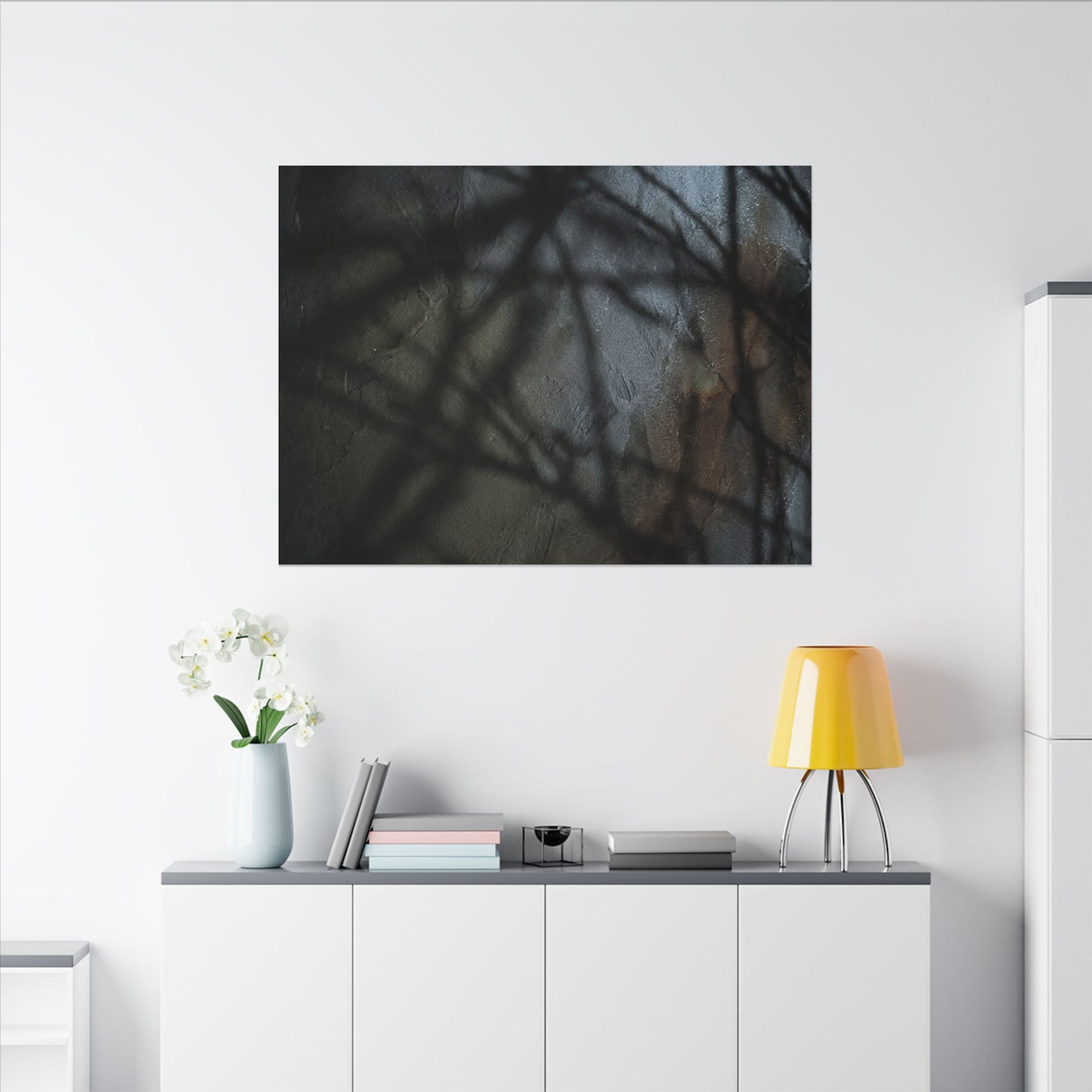 Shadow Play Dark Texture Canvas Art | Sophisticated Dark Japandi Art