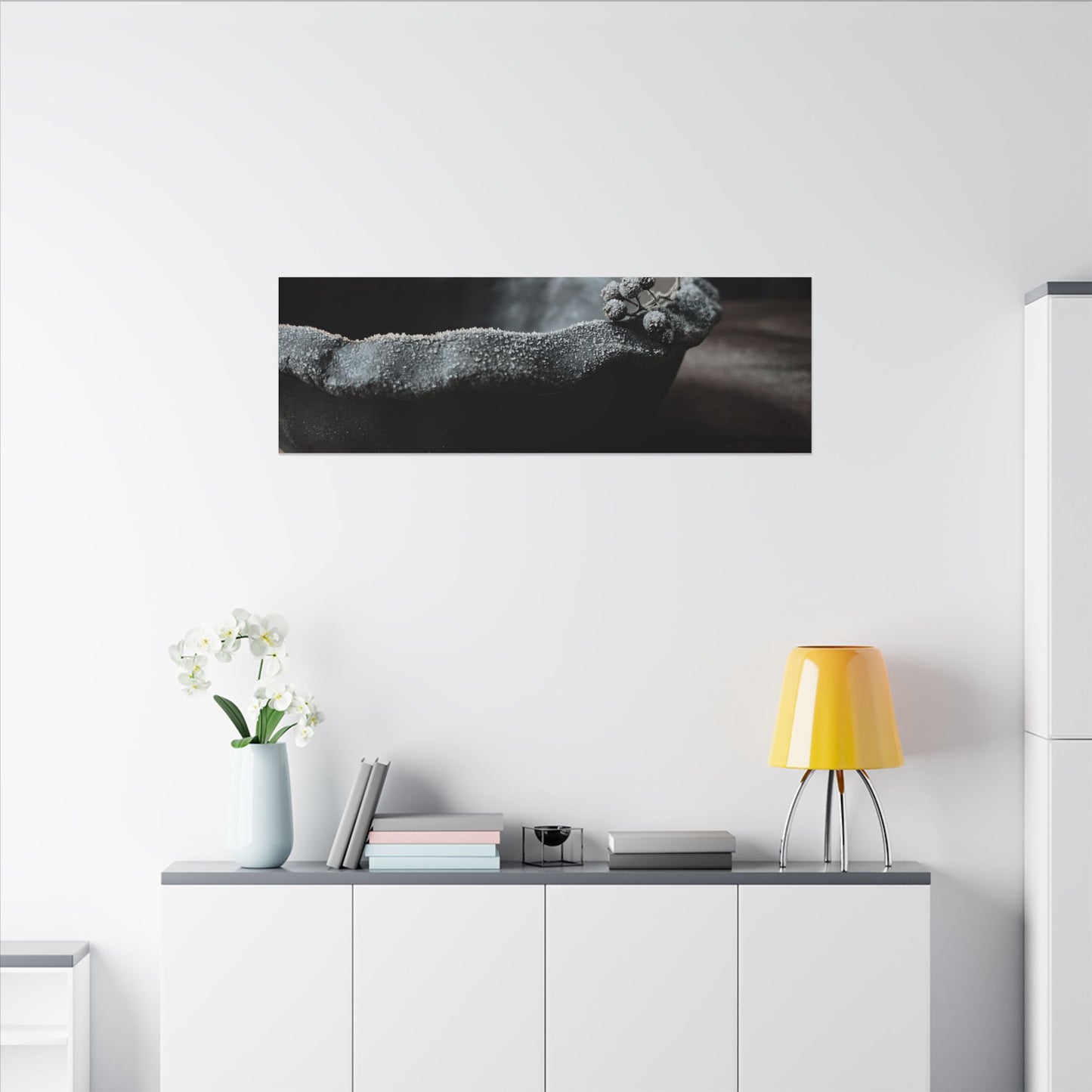 Ceramic Bowl Canvas Art | Winter Dark Japandi Shadow Zen Art