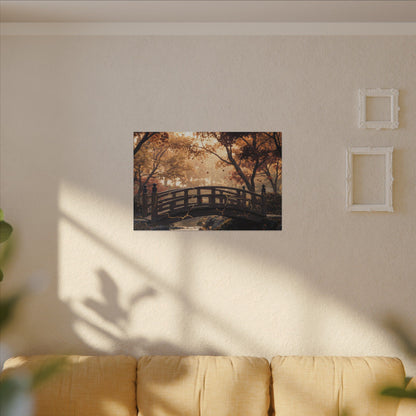 Autumn Wooden Bridge Gold Vein Canvas Art | Resilient Decor