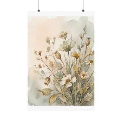 Summer Dried Flowers Watercolor Wall Art Print | Cozy Decor Art Print