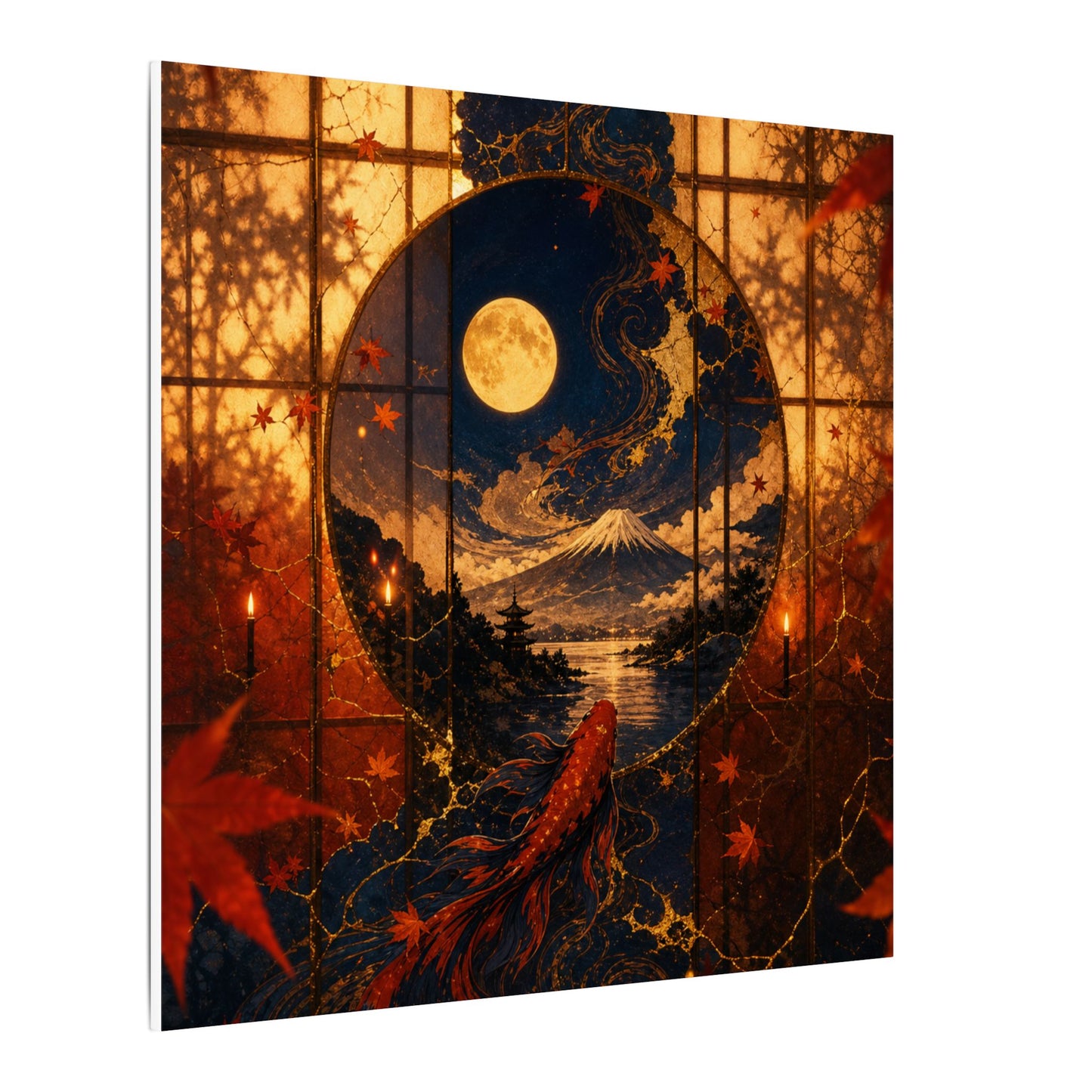Beautiful Shoji Screen Canvas Art - Gold Vein Kintsugi