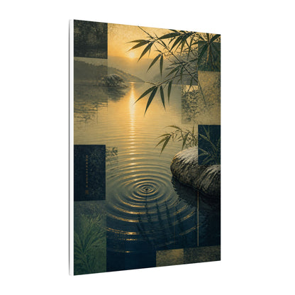 Zen Water Ripple in Golden Hour | Ukiyo E Inspired Canvas Art