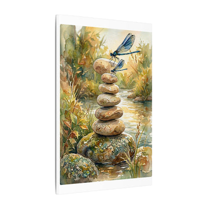 River Stones Summer Canvas Art | Japandi Cozy Design