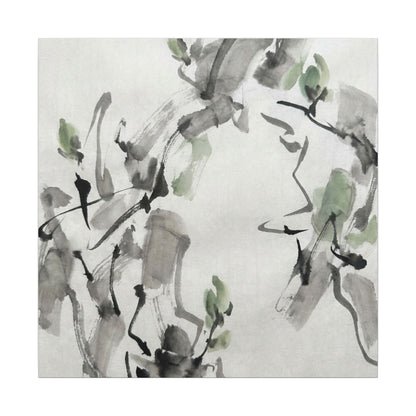 Zen Ink Brushstroke in Overcast | Sumi E Canvas Art