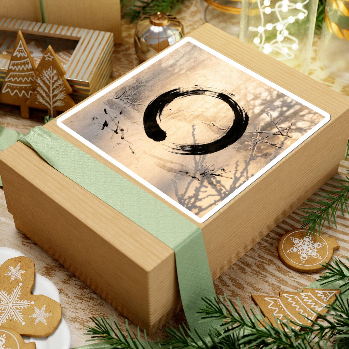 Shoji Screen Sticker | Winter Zen Enso Art Art Print