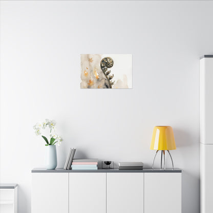 Fern Unfurling Watercolor Canvas Art | Earthy Japandi Art