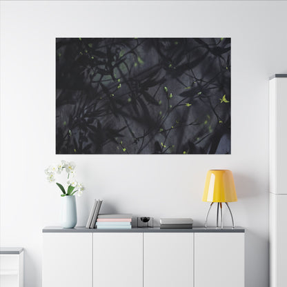 Shadow Play Spring Canvas Art | Dark Japandi Atmospheric Design