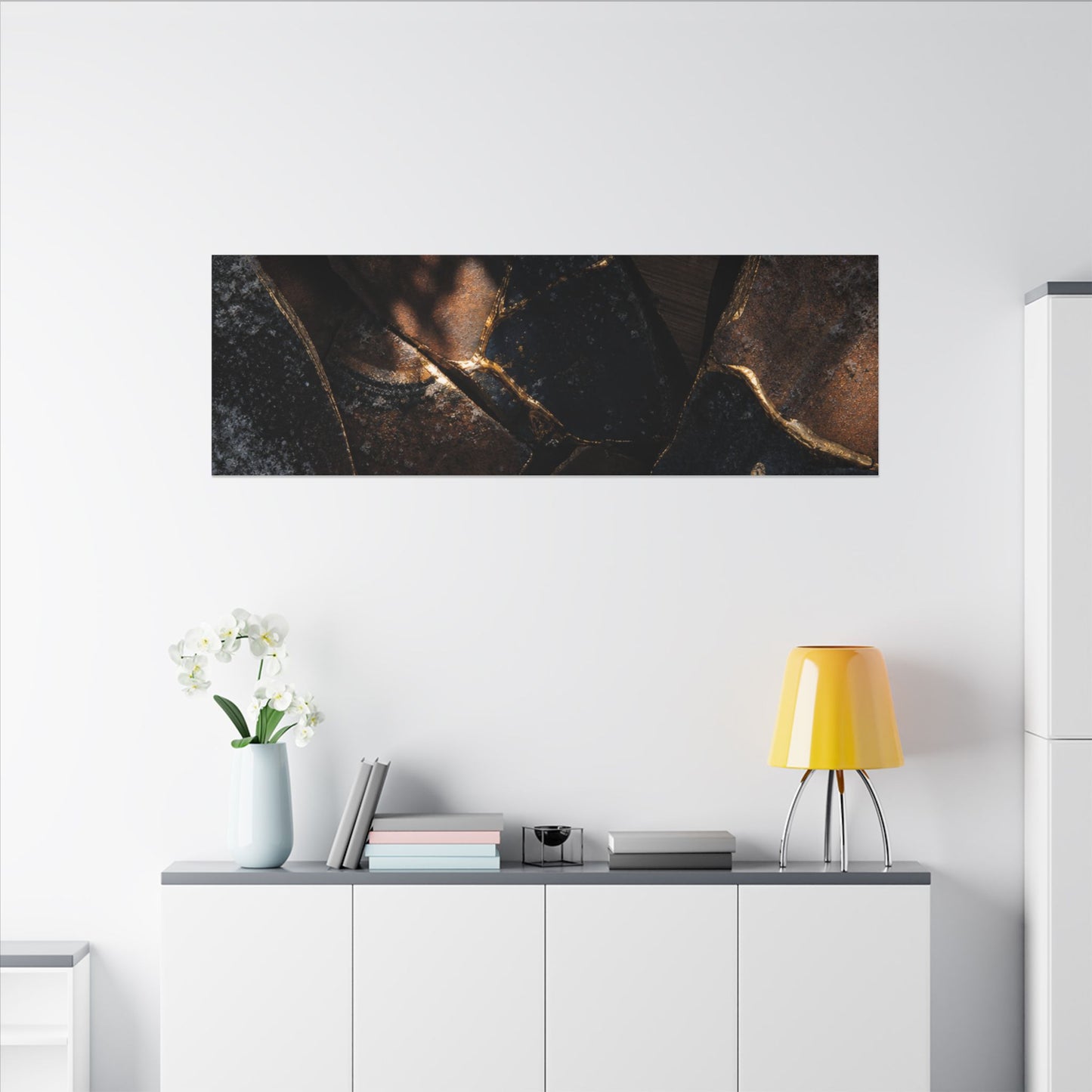 Fukinsei Broken Pottery Canvas Art - Dark Japandi Dark Texture