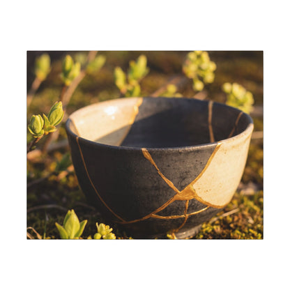 Seijaku Broken Pottery Canvas Art - Kintsugi Gold Repair Art Print