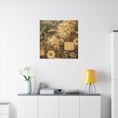 Spring Ocean Wave Herbarium Canvas Art | Nostalgic Decor