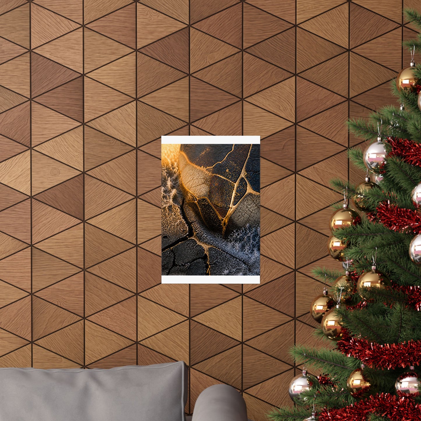 Kintsugi Cracked Earth in Golden Hour | Gold Repair Wall Art Print
